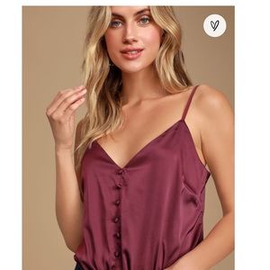 Lulu’s That Song Satin Bodysuit Plum NWT